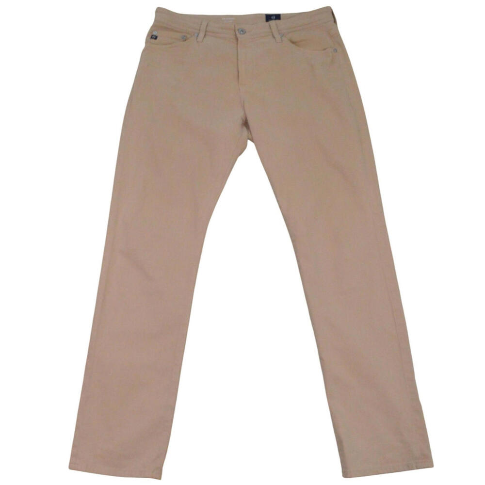 AG Adriano Goldschmied Mens Chino Pants 33x32 Beige Slim Straight Cotton Blend